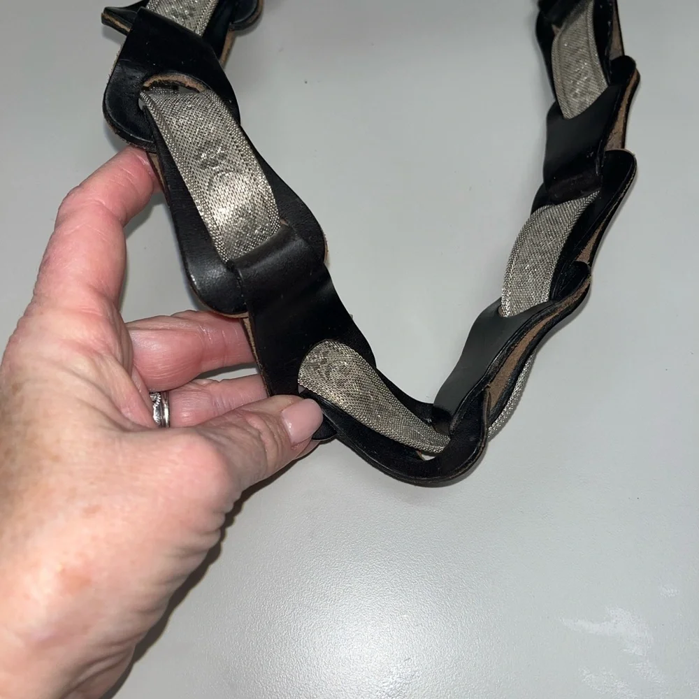 Source Unknown Black Belt with Ornate Silver Buckle
